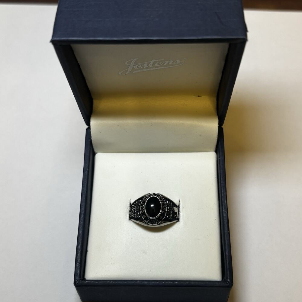 Jostens 2024 Eagles Class Ring Silver Tone LTM w/ Original Box Sz 7.5-7.75 Black